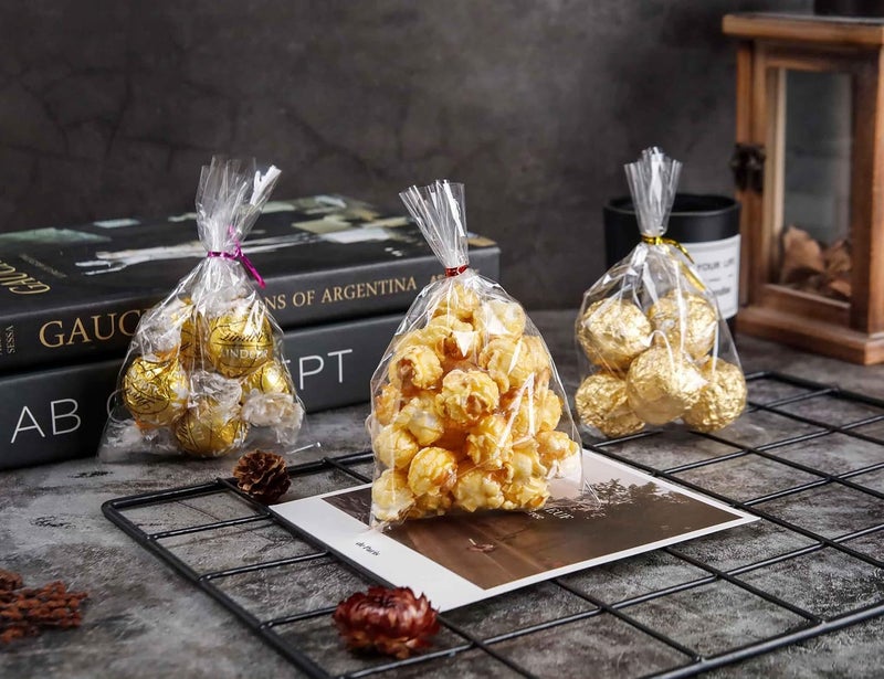 LOKQING LOKIQNG Cellophane Bags Plastic Treat Bag Clear Cookie Candy Bags with Twist Ties for Party Favor Bag(200PACK, 4x6inch) - Image 2